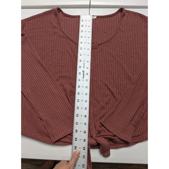 Express One Eleven Women's XL Red Cropped Tie Bottom Knit Cardigan Sweater - Picture 8 of 13